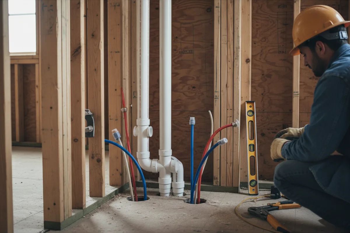 Drain and supply rough-in during Leak Detection in Paducah