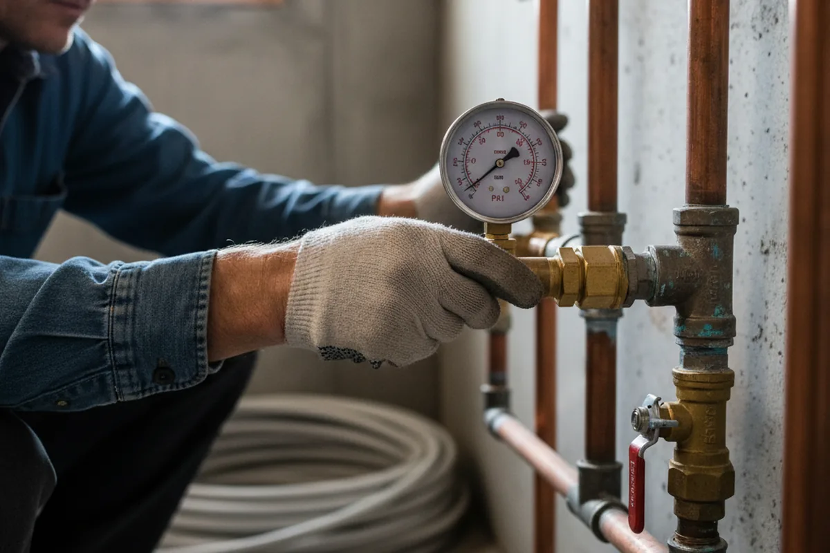 Pressure testing a repaired line during Water Line Repair in Paducah